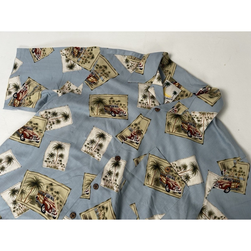 Banana Cabana Shirt Men's Large Multicolor‎ Hawaiian 100% Silk Short Sleeve